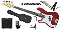 PLAYTECH / PB450LH Metallic Red エレキベース 初心者入門セット 左利き用
