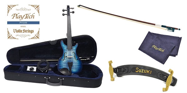 PLAYTECH ( プレイテック )  / PEV244BL エレクトリックバイオリン ブルー 入門弓セット