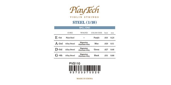 PLAYTECH ( プレイテック )  / PVS110 バイオリン弦 スチール 1/10 セット画像2