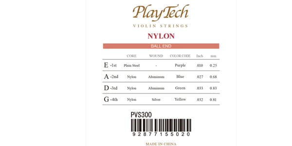 PLAYTECH ( プレイテック )  / PVS300 バイオリン弦 ナイロン 4/4セット 画像2