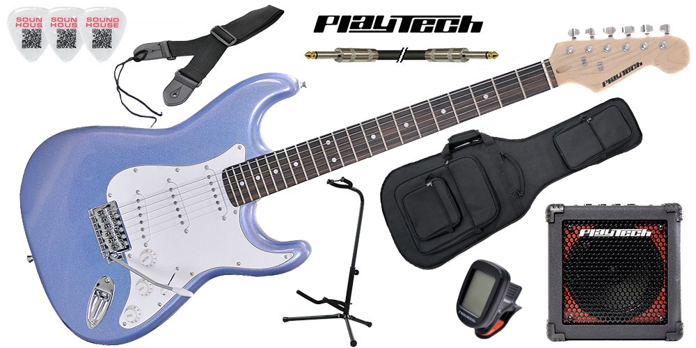 PLAYTECH/ST250 ギター入門セット Rose Metallic Blue