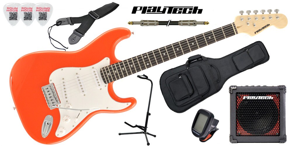 PLAYTECH/ST250 ギター入門セット Rose Orange