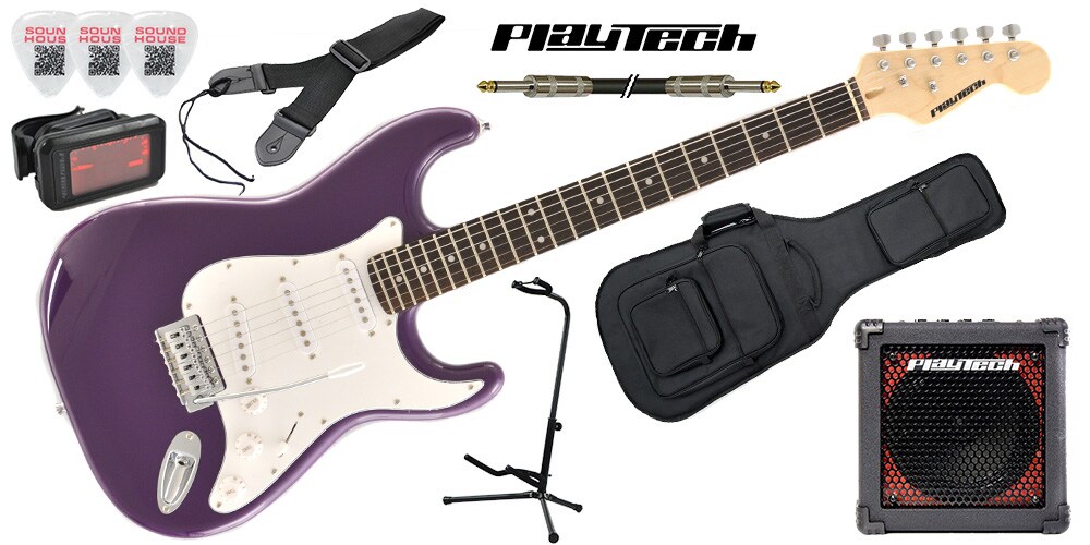 PLAYTECH/ST250ギター入門セット Rose Purple