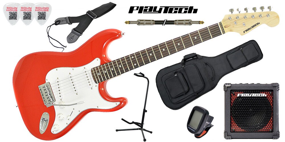 PLAYTECH/ST250 ギター入門セット Rose Red