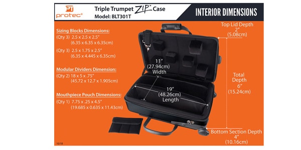 PROTEC / 	BLT301T Trumpet Triple Case Black画像4