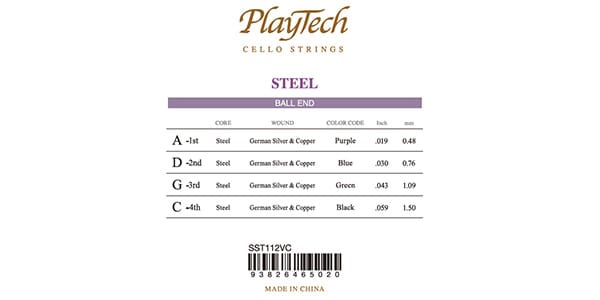 PLAYTECH ( プレイテック ) / SST112VC チェロ弦 スチール 1/2セット画像2