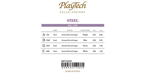 PLAYTECH ( プレイテック )  / SST134VC チェロ弦 スチール 3/4セット画像2
