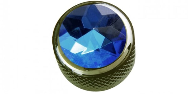 /Blue Crystal on Dome Knob Pearl Black