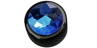 QPARTS Blue Crystal on Dome Knob Dark Black