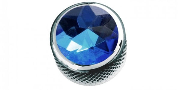 QPARTS / Blue Crystal on Dome Knob Chrome