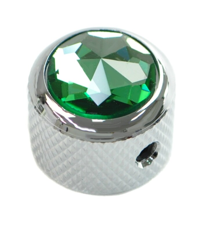 /Green Crystal on Dome Knob Chrome