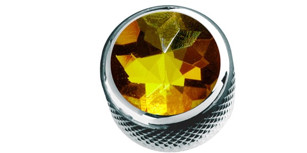 QPARTS / Yellow Crystal on Dome Knob Chrome