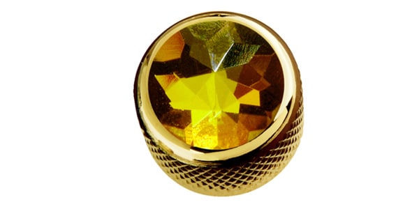 QPARTS/Yellow Crystal on Dome Knob Gold