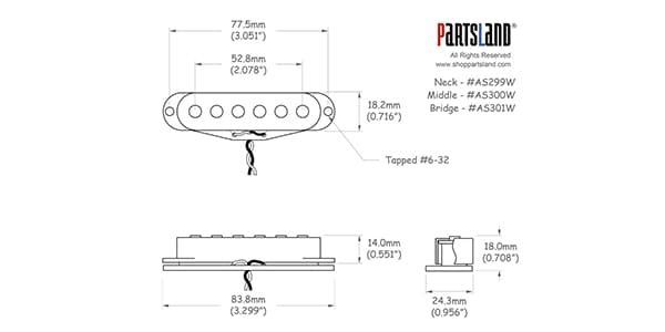 Roswell Pickups / 54-57 style Vintage Single-coil Pickup / Alnico2 Bridge画像2