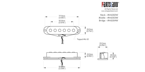 Roswell Pickups / 61 style Vintage Single-coil Pickup / Alnico 5 Middle画像2