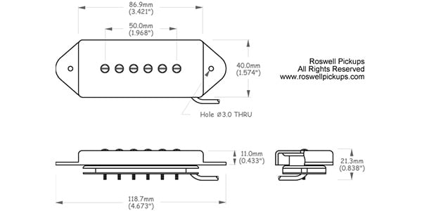Roswell Pickups ( ロズウェル・ピックアップス )  / P90 Dog Ear Pickup Neck Chrome画像2