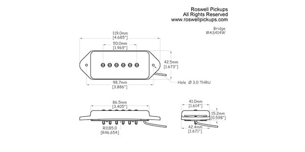 Roswell Pickups ( ロズウェル・ピックアップス )  / P90 Dog Ear Pickup Bridge Chrome画像2