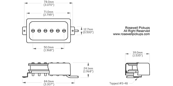 Roswell Pickups ( ロズウェル・ピックアップス )  / Humbucker size Open Covered P90 Bridge