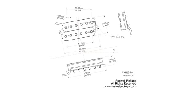 Roswell Pickups ( ロズウェル・ピックアップス )  / 6-string Fanned Fret Humbucker Neck Black Polepiece画像2