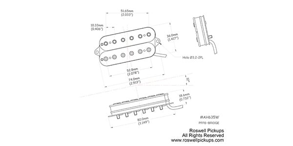 Roswell Pickups ( ロズウェル・ピックアップス )  / 6-string Fanned Fret Humbucker Bridge Black Polepiece画像2