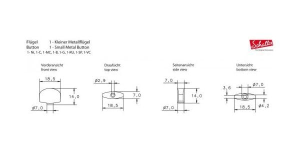 SCHALLER ( シャーラー )  / Small Metal Button M6 BC (1set) / No.1BL (1set) Black Chrome 画像2
