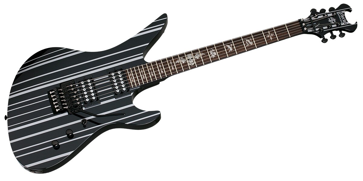 SCHECTER/SYNYSTER STANDARD Gloss Black w/Silver Pin Stripes