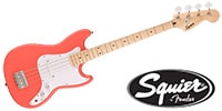 SQUIER Sonic Bronco Bass Maple-FB White-PG Tahitian Coral