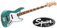 SQUIER / Affinity Active JBass, LFB, WhitePG Mystic Sea Foam Green