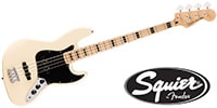 SQUIER / Affinity Active Jazz Bass, Maple FB, BlackPG Olympic White