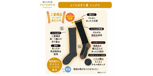 スタイリング満足 / Bi Onkatsu Yutampo Thin Double Layer Socks Charcoal 23-25cm画像4