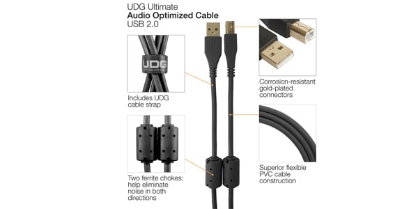 UDG / U95001BL USB2.0ケーブル Type A-B 1.0m ブラック画像7
