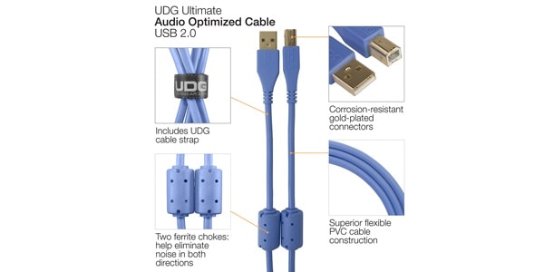 UDG ( ユーディージー )  / U95001LB USB2.0ケーブル Type A-B 1.0m ブルー画像7