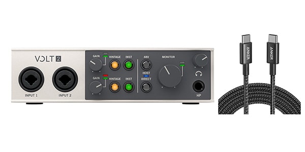 UNIVERSAL AUDIO ( ユニバーサルオーディオ ) / Volt 2 USB Audio Interface Type-C to Cケーブルセット