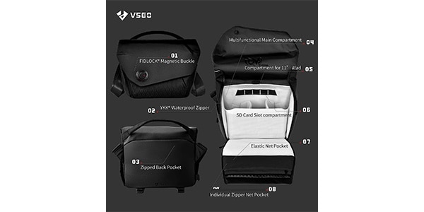 VSGO / V-BP04 Black Snipe 6L Camera Messenger Bag画像2