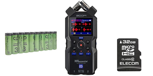 ZOOM ( ズーム )  / H4essential ハンディレコーダー＋microSDカード/単3電池セット