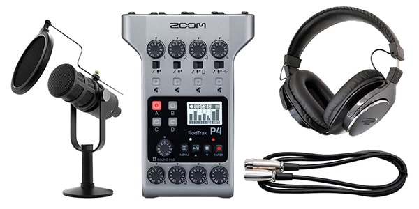 ZOOM ( ズーム )  / PodTrak P4 ＋ CM10 ＋ MIX015 ＋ CPH7000 セット