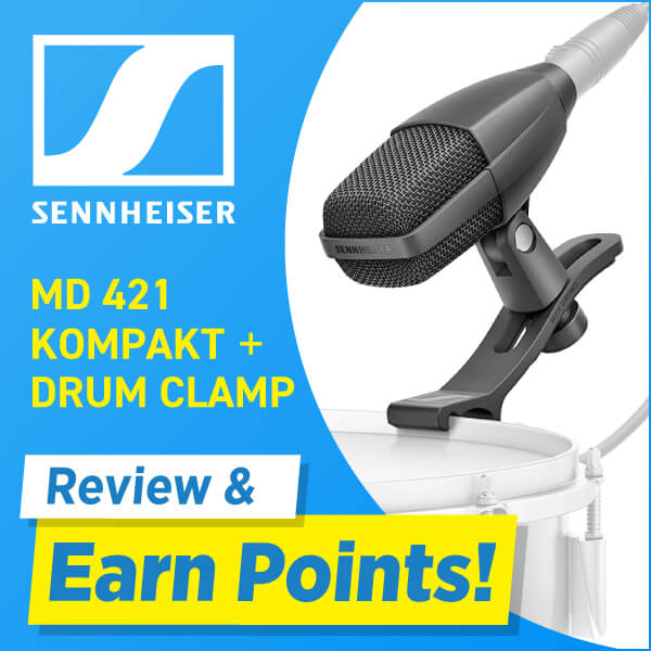 Post a review of SENNHEISER MD 421 KOMPAKT + DRUM CLAMP for a chance to earn points