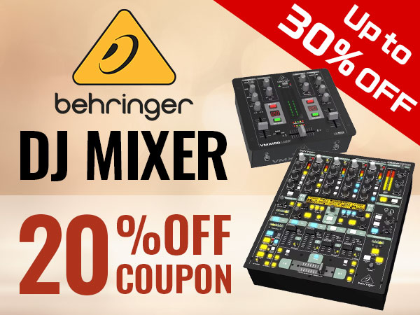 Up to 30% back, 20% off coupon on BEHRINGER DJ mixers!