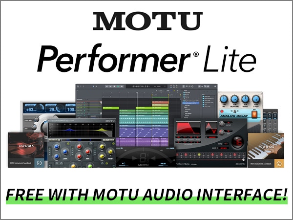 MOTU社製オーディオインターフェイスに、DAWソフトウェア「Performer Lite」バンドル！