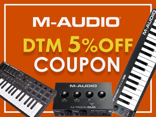Get up to 13% back and enjoy a 5% discount coupon on M-AUDIO's DTM products!