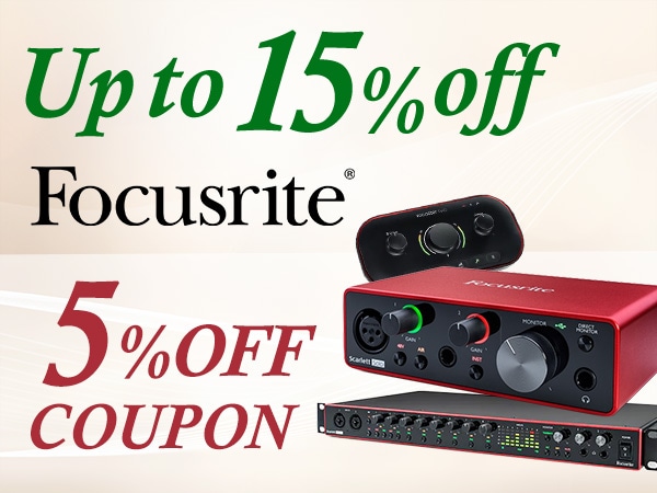 【新製品も対象】FOCUSRITE 5％OFFクーポン！
