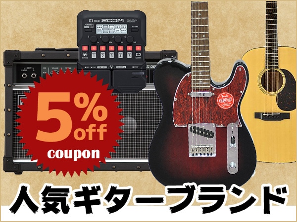 人気ギターブランド5%OFFクーポン