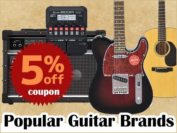Popular guitar brands 5% OFF coupon