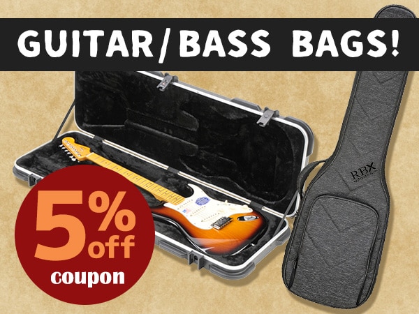 5% off coupon for guitar/bass bags!
