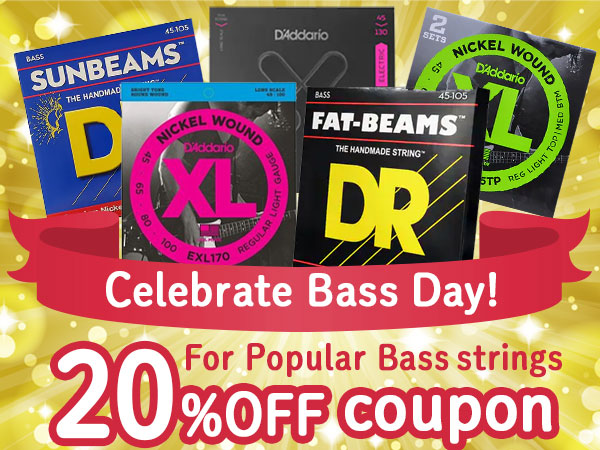Celebrate Bass Day! 20% off coupon for popular bass strings!