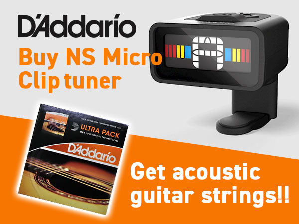 September only! Buy DADDARIO NS Micro clip tuner and get acoustic guitar strings free