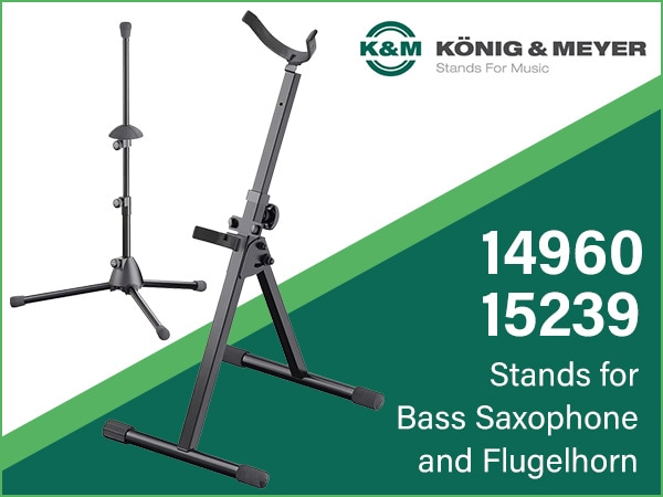 【新製品】K&Mよりバスサックス、フリューゲルホルンスタンド登場！
