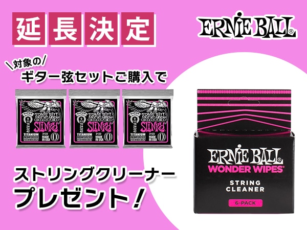 延長決定！ERNIE BALLギター弦セットにストリングクリーナー付属！