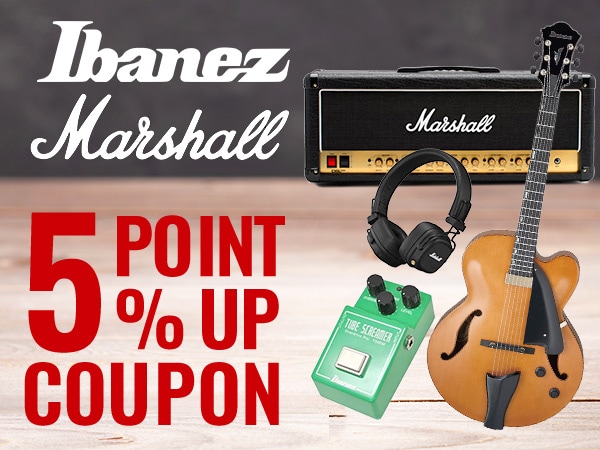 MARSHALL＆Ibanez 5％ポイントUPクーポン！