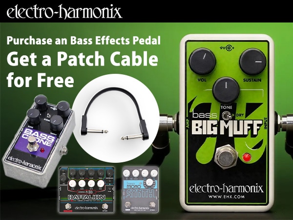 Purchase an ELECTRO-HARMONIX Bass Effects Pedal and Get a Patch Cable for Free!